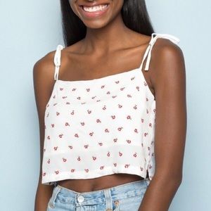 Brandy Melville tie strap dena tank red flowers